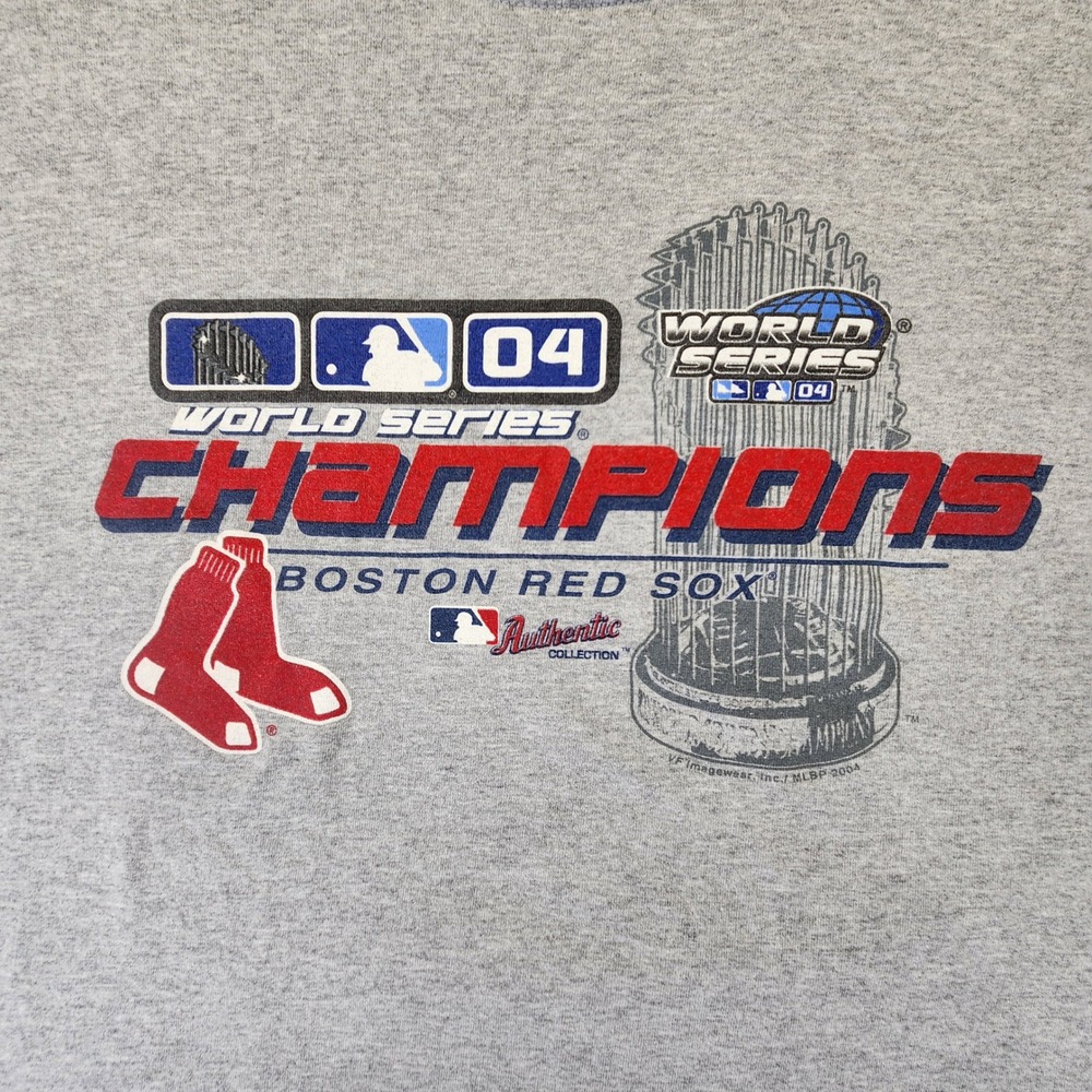 Boston Red Sox 2004 World Series Champions T-Shirt Delta Gray XL Vintage MLB
